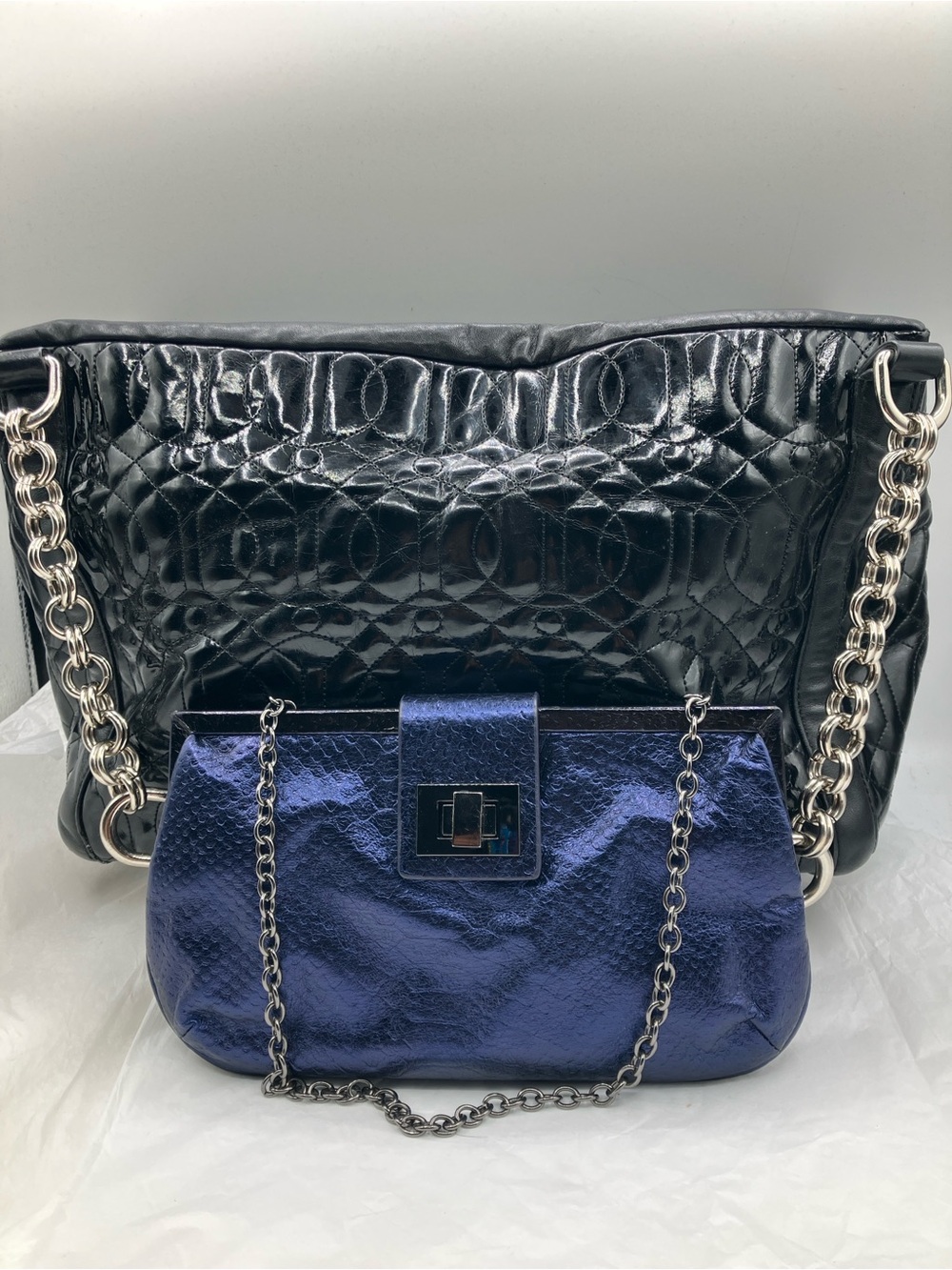 Bundle Donald J pliner + DanierMetallic Blue Chain Shoulder Bag - Women' Purse